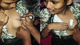 Mallu teen girl nai boobs pe banwai tattoo