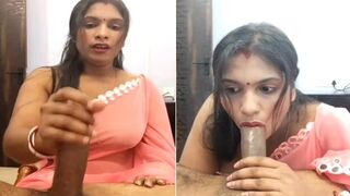 Saree mai saji beautiful bhabhi nai chusi apne lover ka bada lund