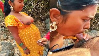 Big boobs sexy bhabhi ka outdoor blowjob