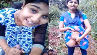 Mallu cute village girl ka outdoor blowjob or chut fingering